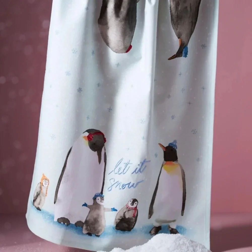 NWT Anthropologie Let it Snow Penguin Kitchen Towel